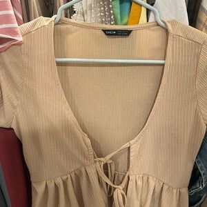 SHEIN Light Beige Ribbed Knit Top